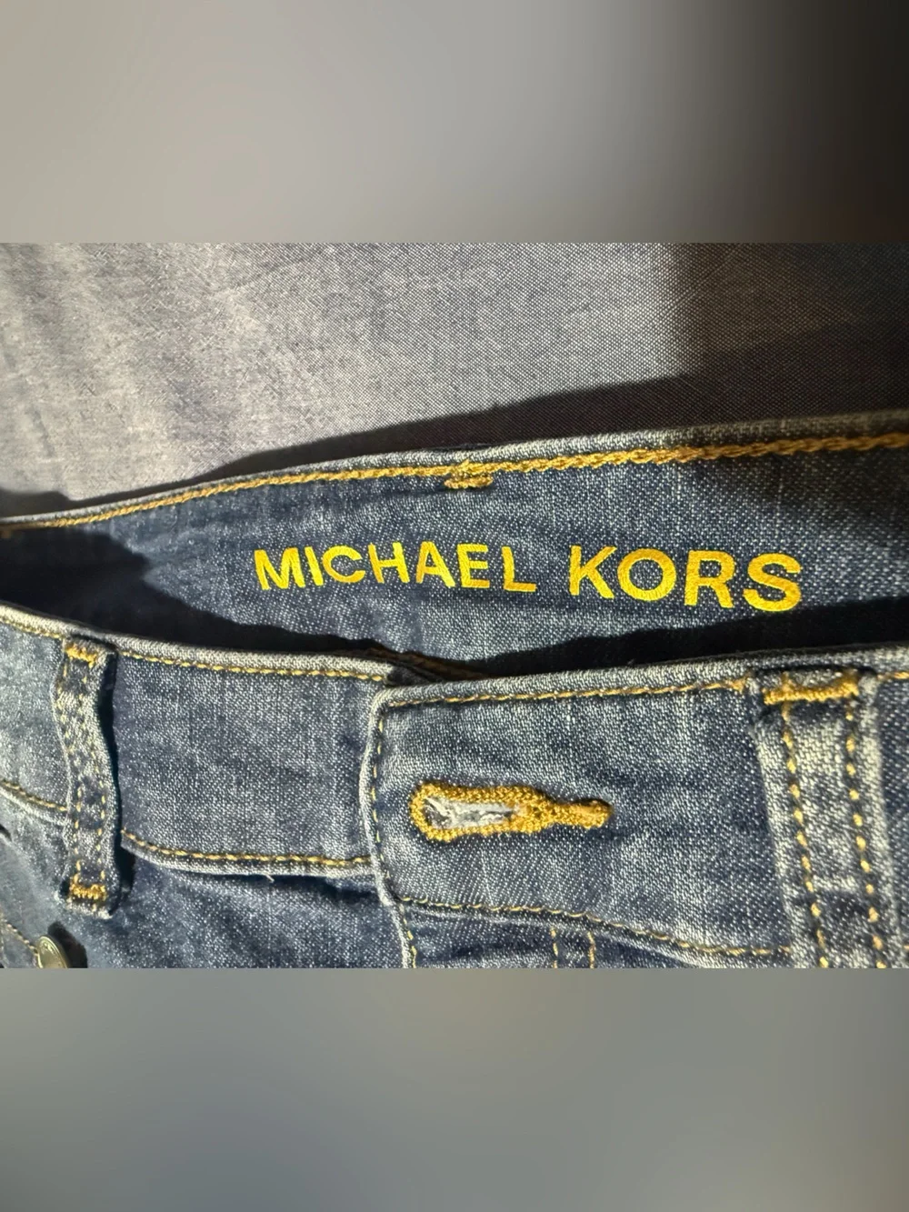 Michael Kors Women's Blue Straight-Leg Jeans with Gold Accents